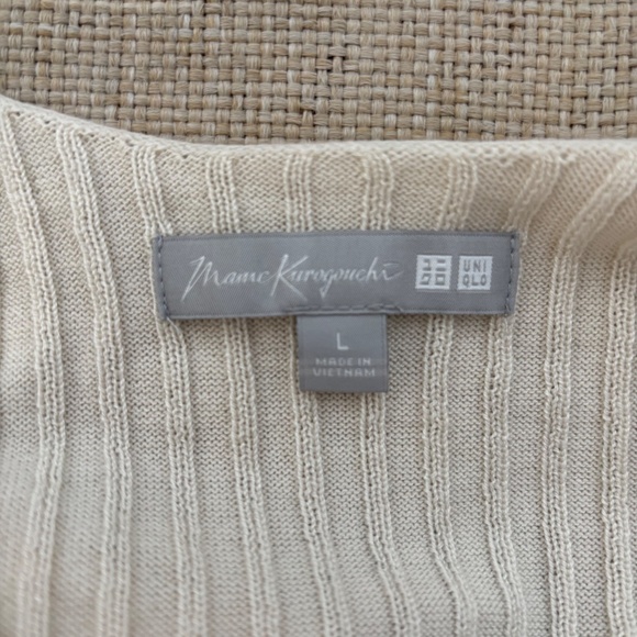 UNIQLO x MAME KUROGOUCHI Women's White Knit Ribbed Long Sleeve Cardigan Sweater - Picture 3 of 7